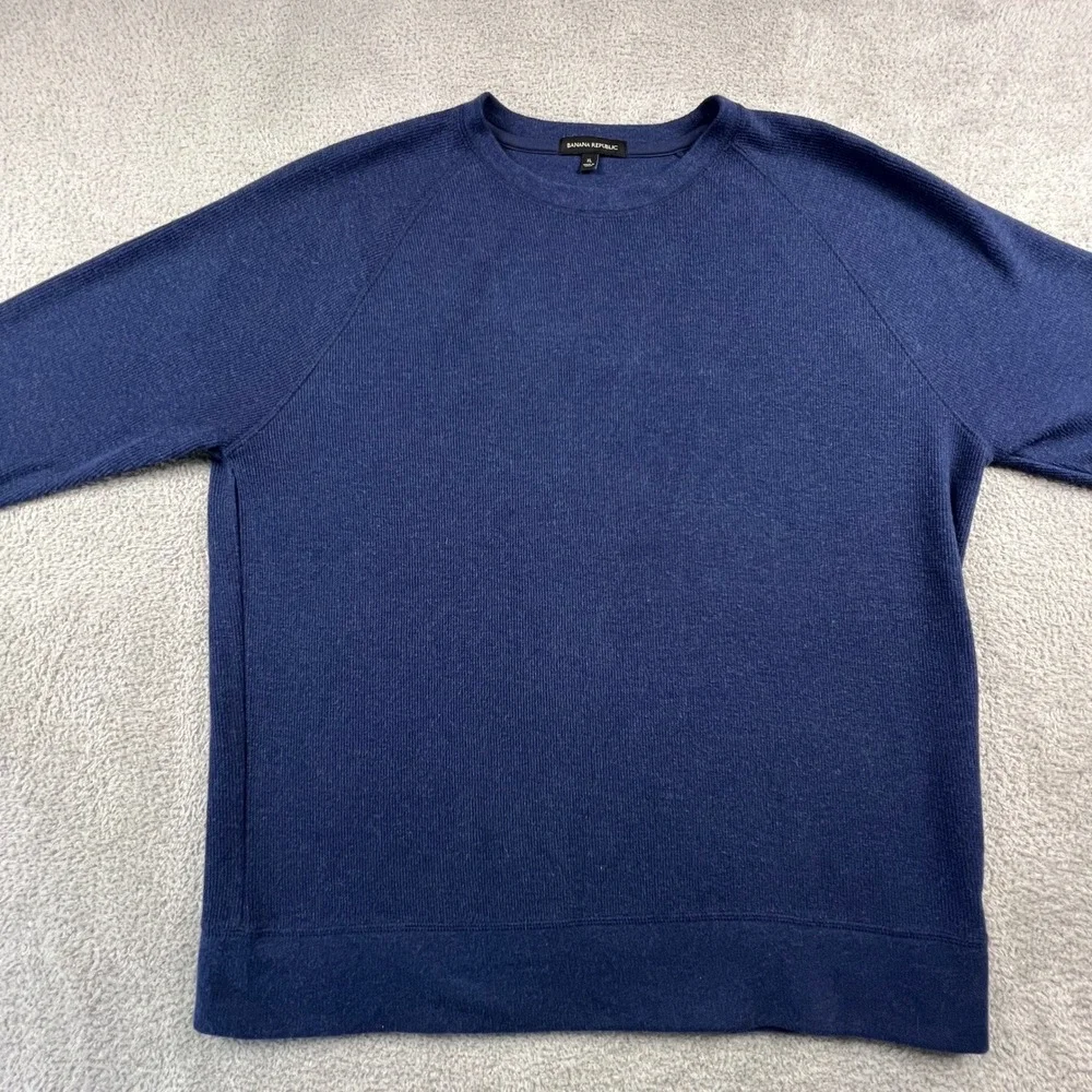 Banana Republic Sweater Mens‎ XL Blue Crewneck Cotton Blend Casual Basic Elegant